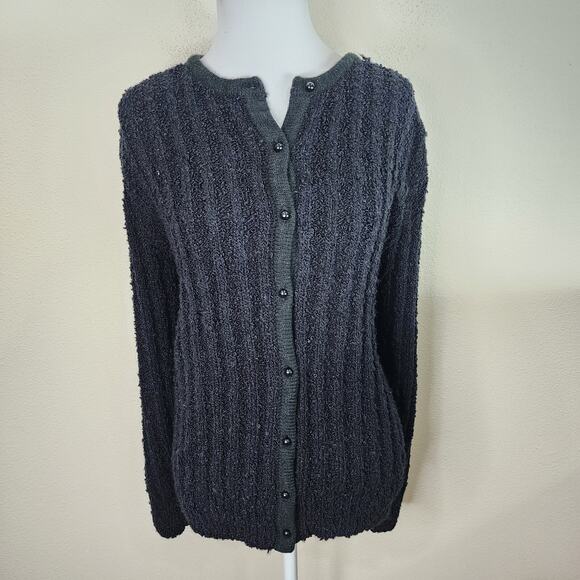Vintage FE Design Women's Black Button Down Sweater Cardigan Size Large - Picture 1 of 6